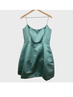 Catherine Regehr Green Satin A-line Mini Dress Size Medium
